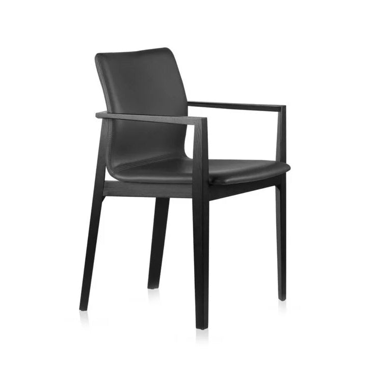 Porro Garda Poltroncina - Pelle Nera/Frassino tinto nero