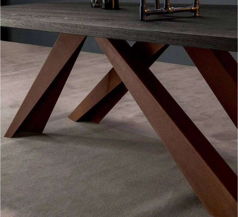 Bonaldo Big Table - Massello Noce 400 - Gambe Corten L. 250