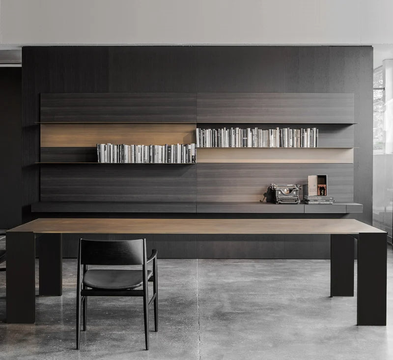 Porro Metallico Tavolo Con Piano In Legno