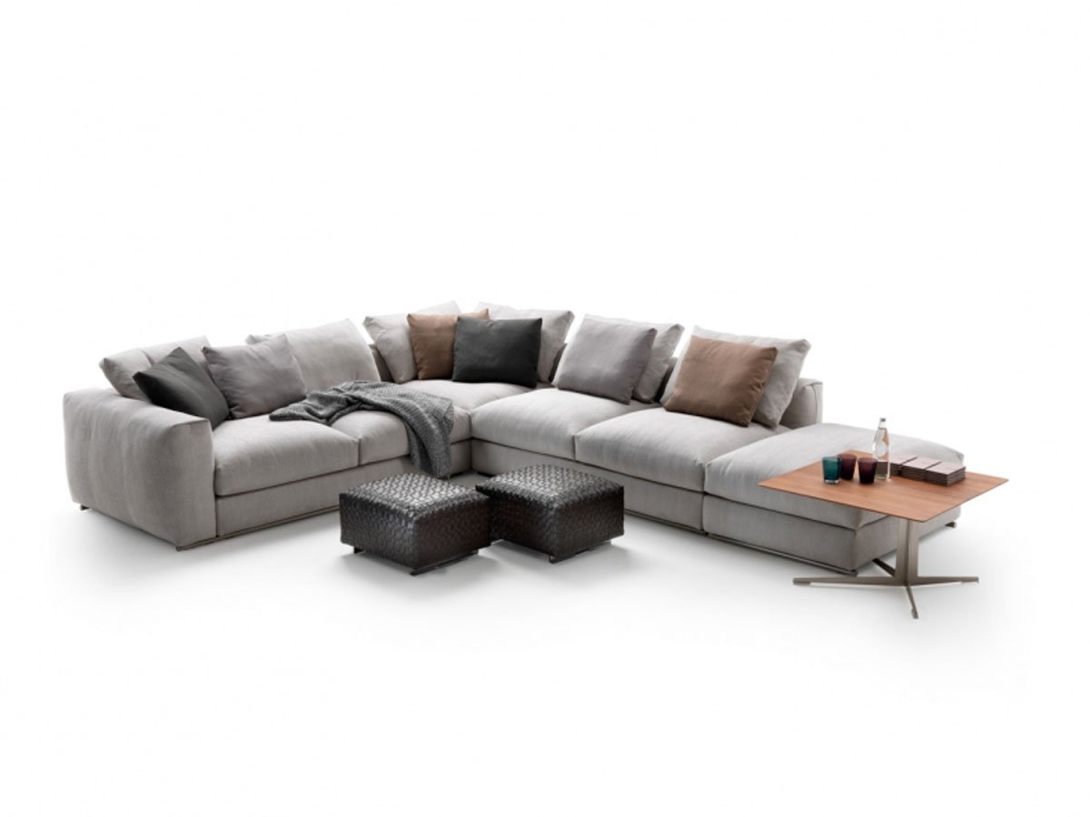 Flexform - Fly Tavolino di Servizio - Top Noce Canaletto / Base Satinata | Il mio negozio