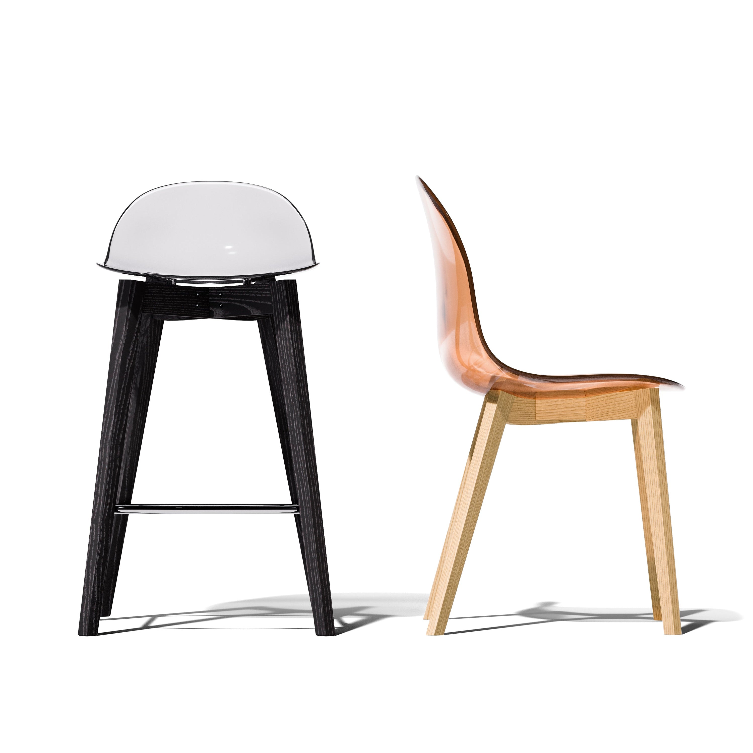 Sgabello ACADEMY in Legno con Seduta in Policarbonato Trasparente – Design Connubia