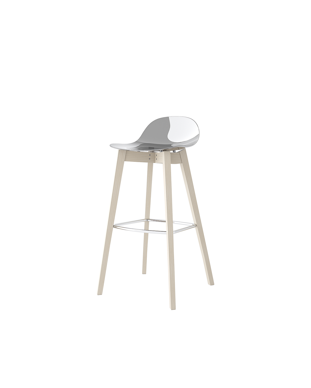 Sgabello ACADEMY in Legno con Seduta in Policarbonato Trasparente – Design Connubia