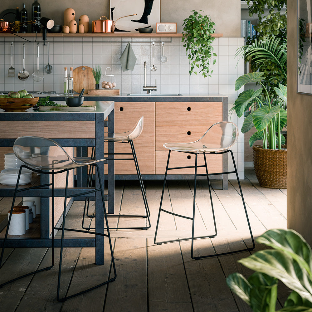 Sgabello Academy Connubia in policarbonato trasparente