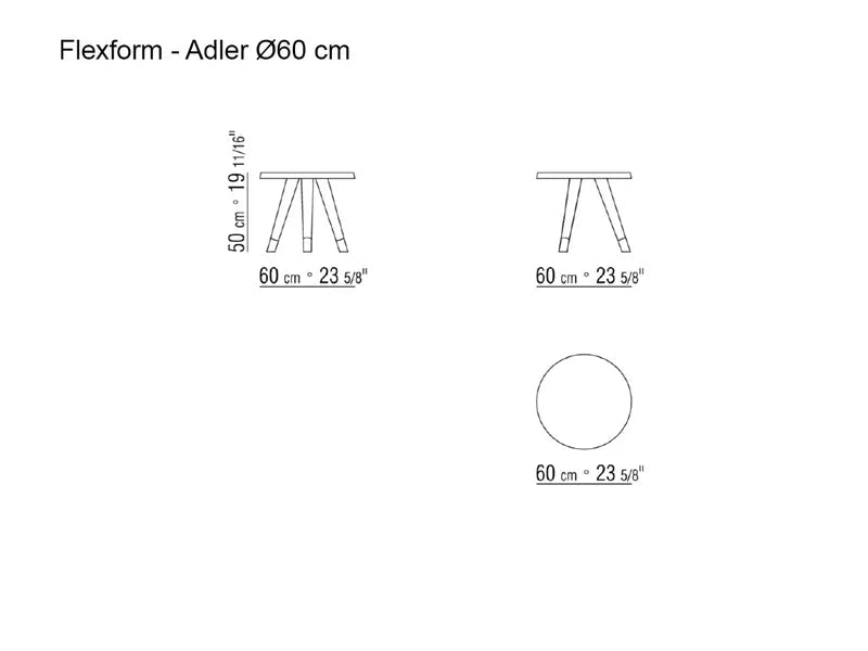 Flexform Adler Tavolino Ø 60 - Rovere Impiallacciato effetto Grezzo