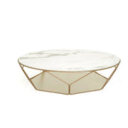 Bonaldo Arbor Tavolino - Ø117 x H. 27 cm / Ottone opaco / Ceramica Calacatta macchia vecchia Finitura Seta