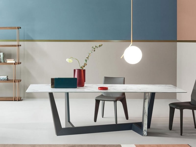 Bonaldo Art Tavolo Allungabile L. 180/260 cm - Antracite / Ceramica Calacatta Lucida