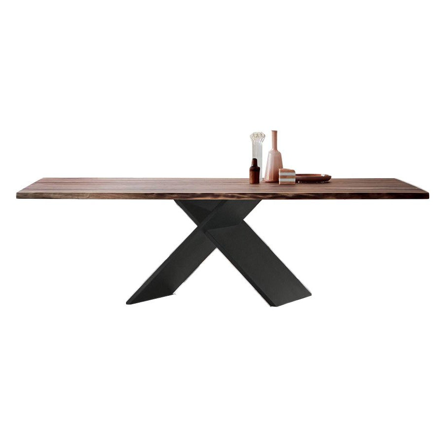 Bonaldo AX Tavolo Fisso - L. 220 cm - Bordi Naturali / Base Piombo / Top Noce Americano