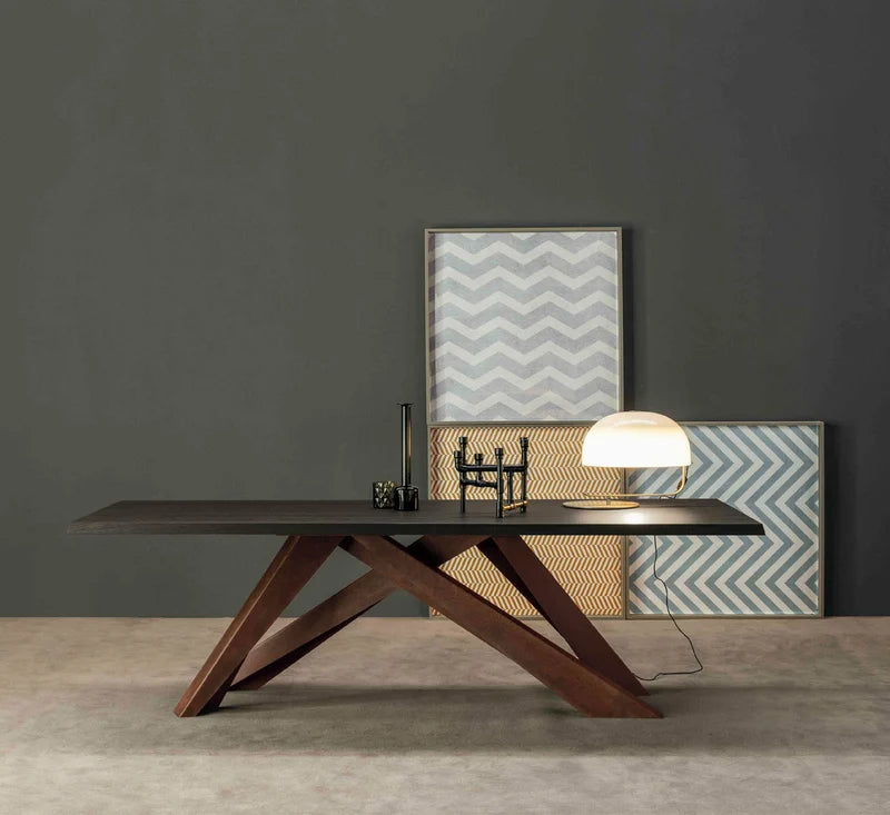 Bonaldo Big Table - Massello Noce 400 - Gambe Corten L. 250