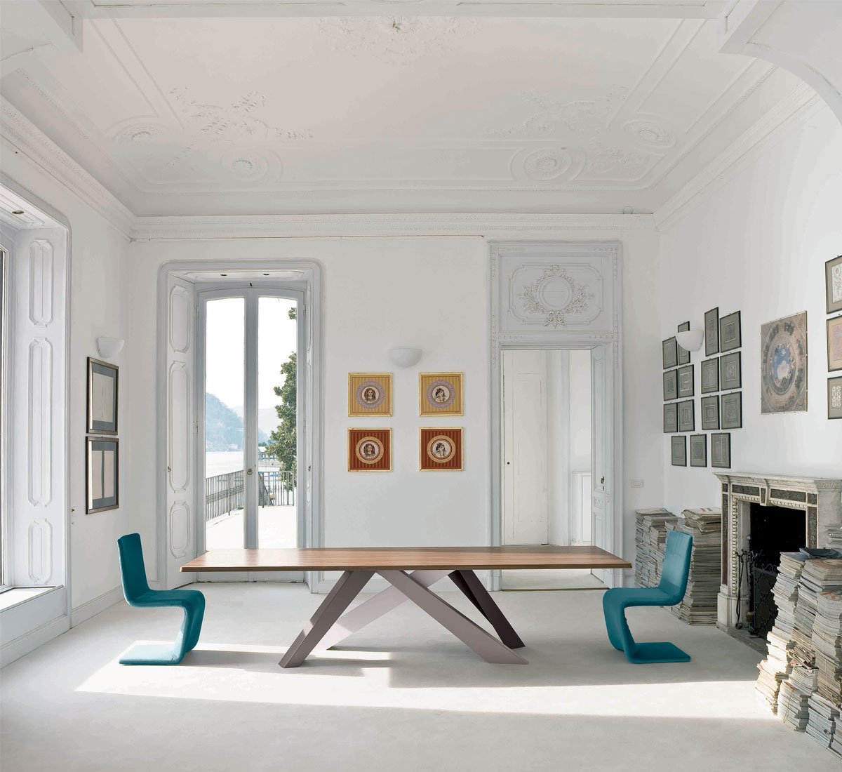 Bonaldo Big Table - Top Noce Canaletto / Piedi Combinazione 2 L.220 cm