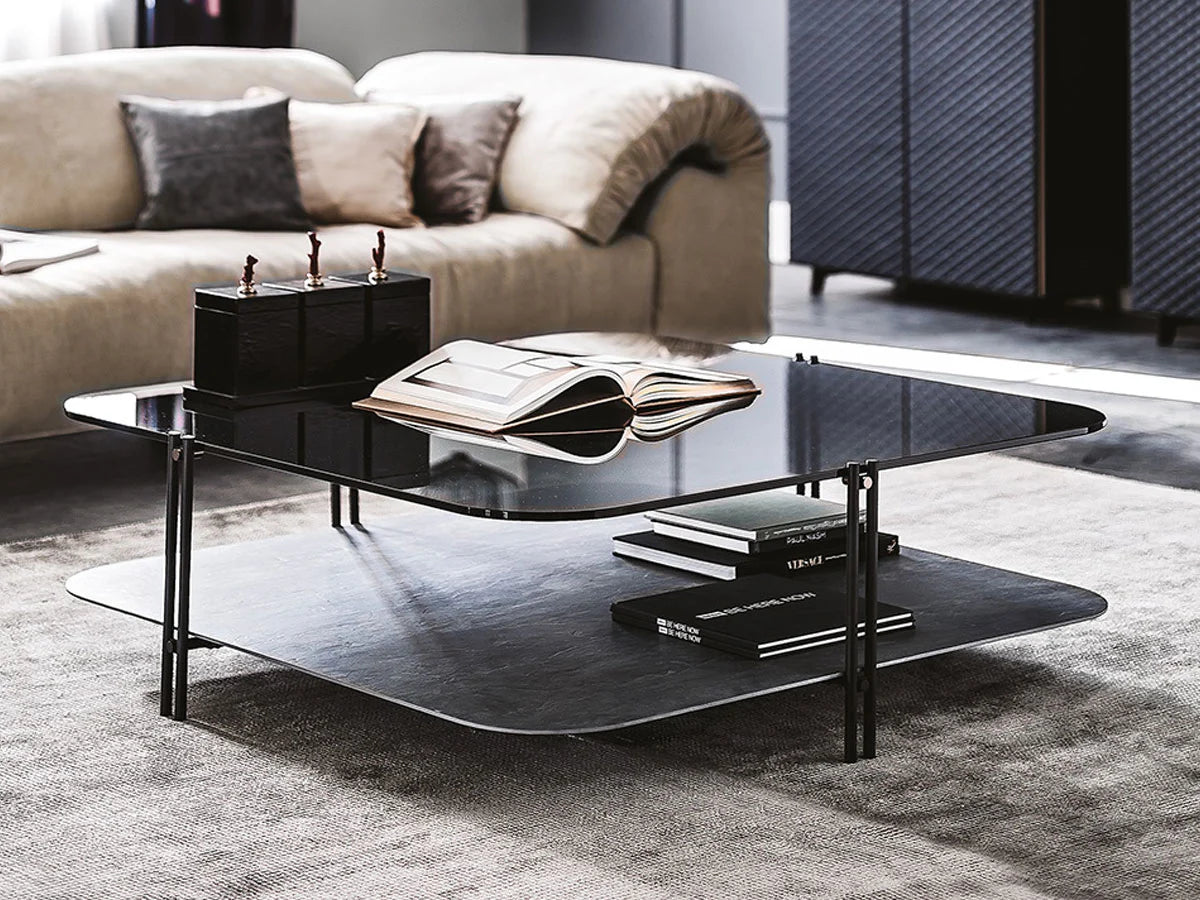 Cattelan Italia Biplane Tavolino- 122 cm Vetro fumé / GFM73 | Il mio negozio