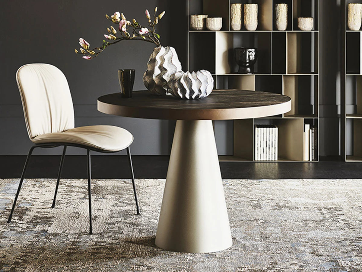 Cattelan Italia Saturno Keramik Tavolo da Bistrot - Portoro Opaco / Goffrato Titanio | Il mio negozio