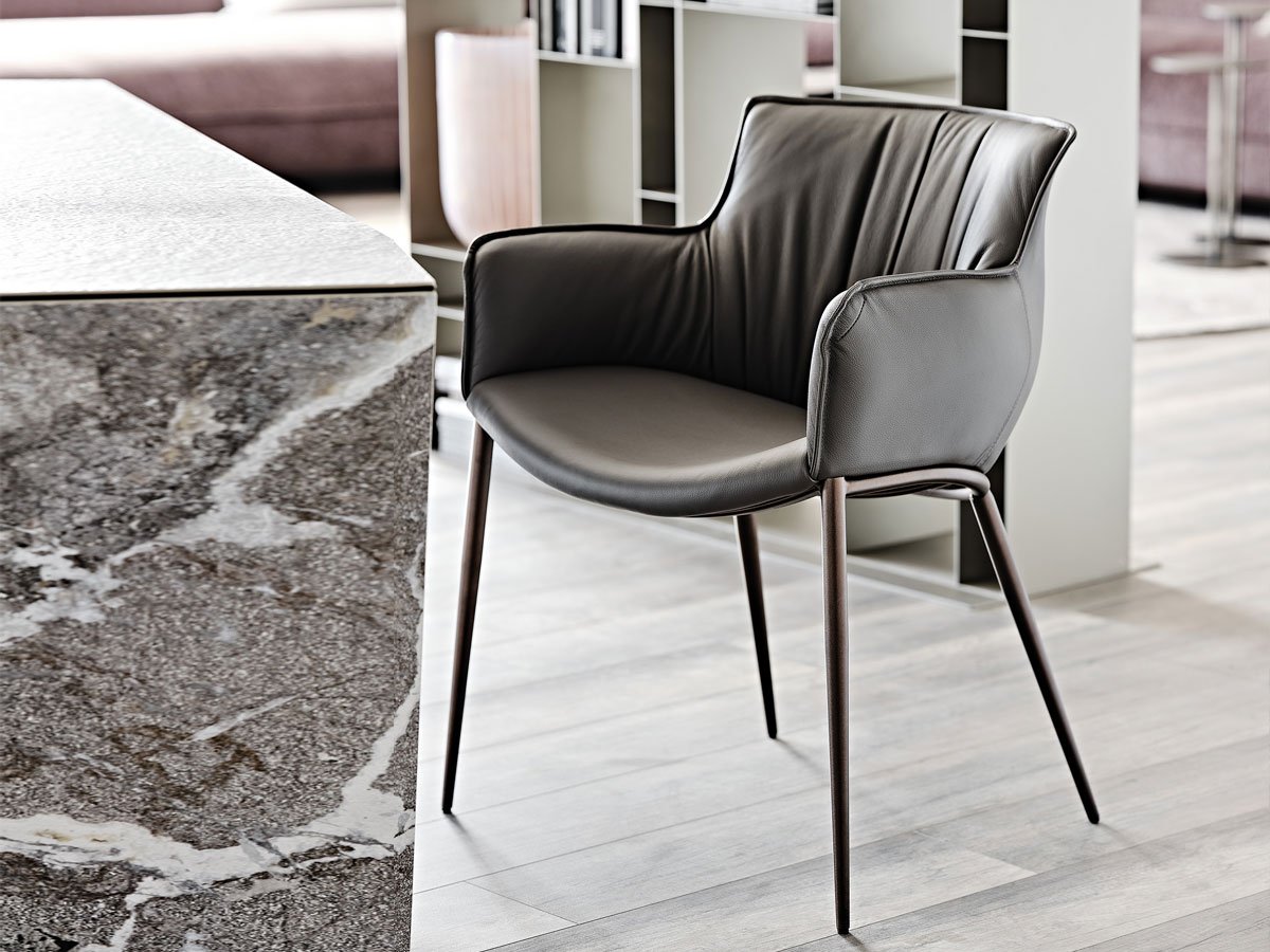 Cattelan Italia Rhonda Sedia - Pelle 953 Ardesia / GFM18 | Il mio negozio