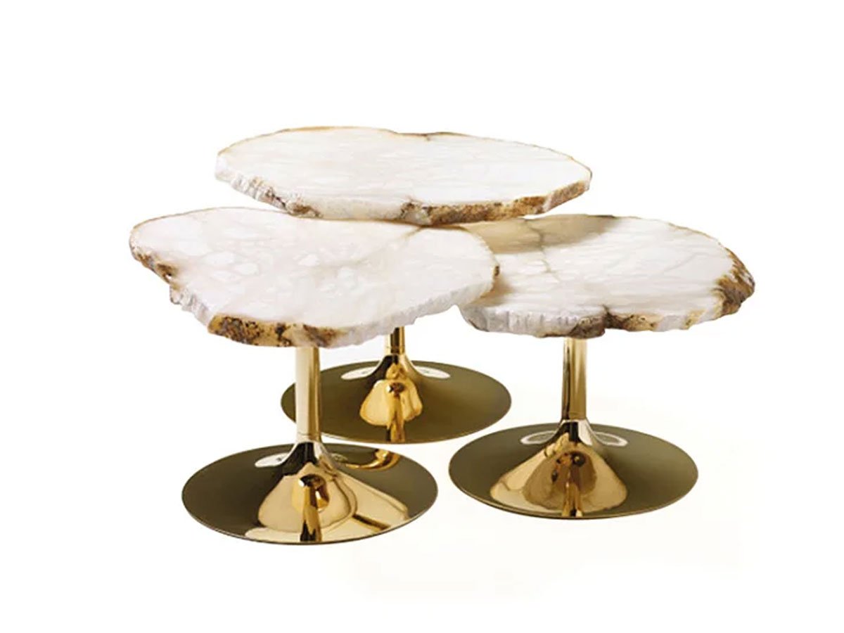 Edra Cicladi Coffee Table H. 43 cm - Natural / Gold | Il mio negozio