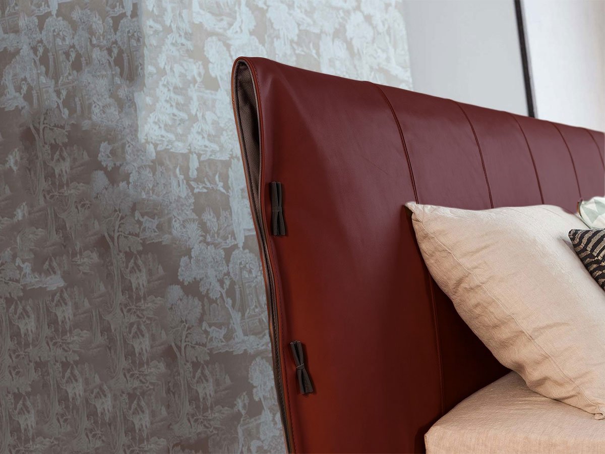 Bonaldo Cuff Letto 160 - Piedi Antracite / Inserti Pelle Capri L04 / Rivestimento Pelle Ponza Anilina A05