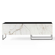 Bonaldo Doppler K Madia Bassa - Base Antracite / Struttura Laccata Nero Opaco / Ante Ceramica Calacatta Macchia Vecchia