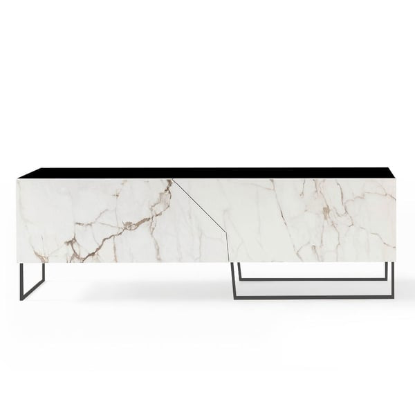 Bonaldo Doppler K Madia Bassa - Base Antracite / Struttura Laccata Nero Opaco / Ante Ceramica Calacatta Macchia Vecchia