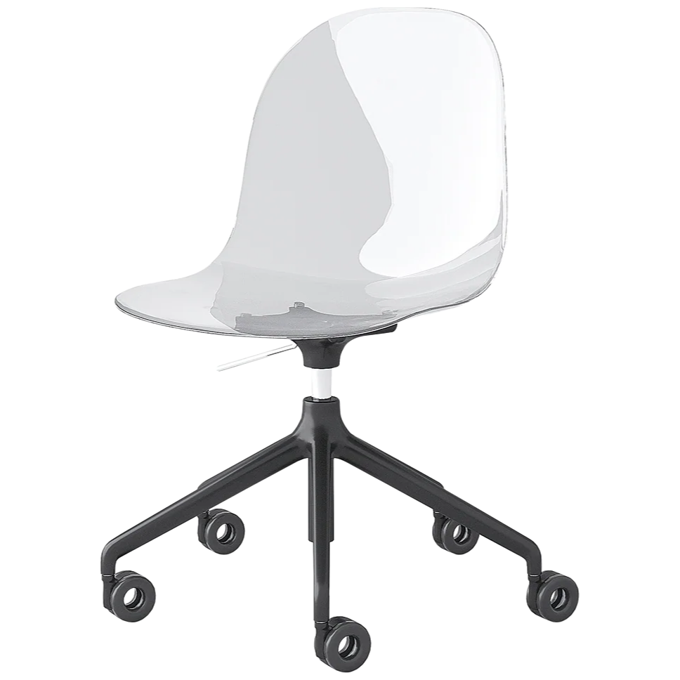 Sedia Girevole Academy in Policarbonato Trasparente – Design Connubia con Base in Alluminio