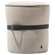 Pouf Tondo Imbottito in Tessuto con Maniglia Decorativa – Design Moderno