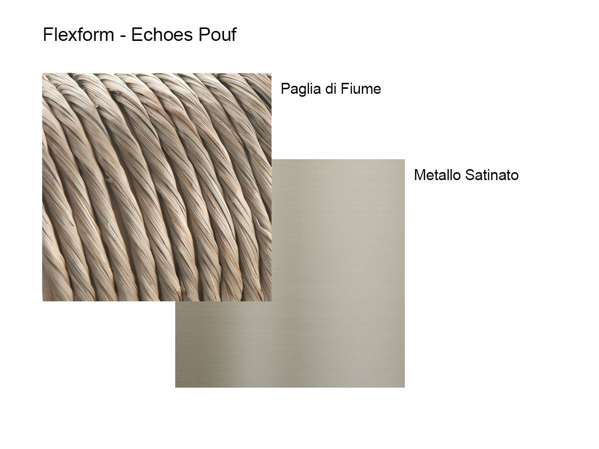Flexform Echoes Pouf - Metallo Satinato / Paglia di Fiume | Il mio negozio