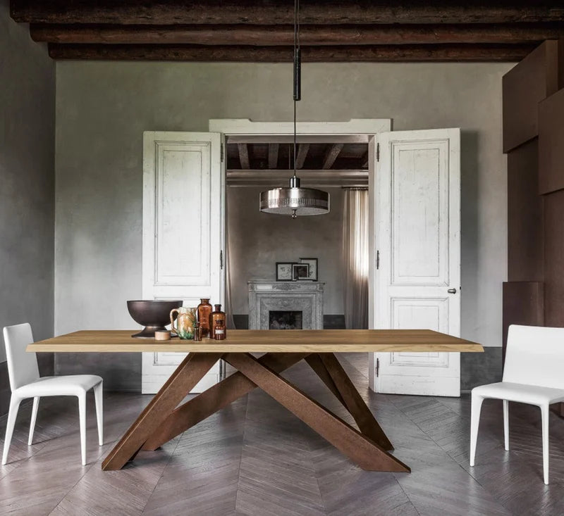 Bonaldo Big Table Massello Noce Americano - Gambe Grigio L. 200