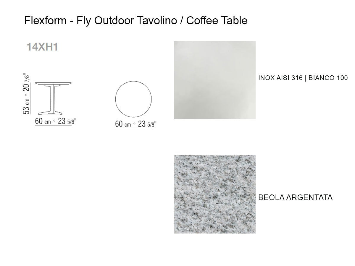 Flexform Fly Outdoor Tavolino - Ø 60 Beola Argentata/Bianco | Il mio negozio