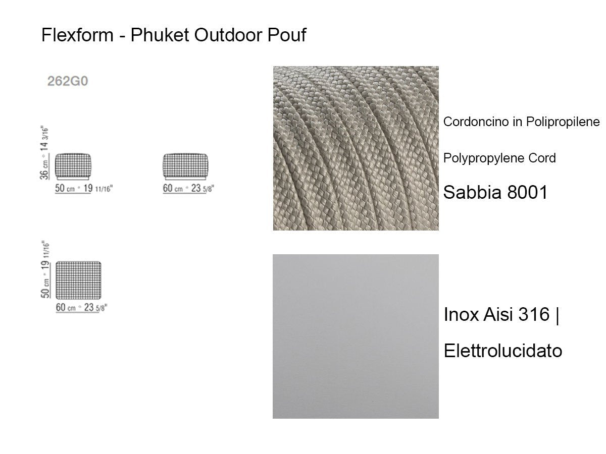 Flexform Phuket Pouf- Sabbia 8001/Elettrolucidato | Il mio negozio