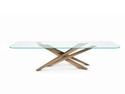 Cattelan Italia Lancer Keramik Tavolo - 240x120 Cristallo Extrachiaro Trasparente Bisellato / B ronzo Spazzolato | Il mio negozio