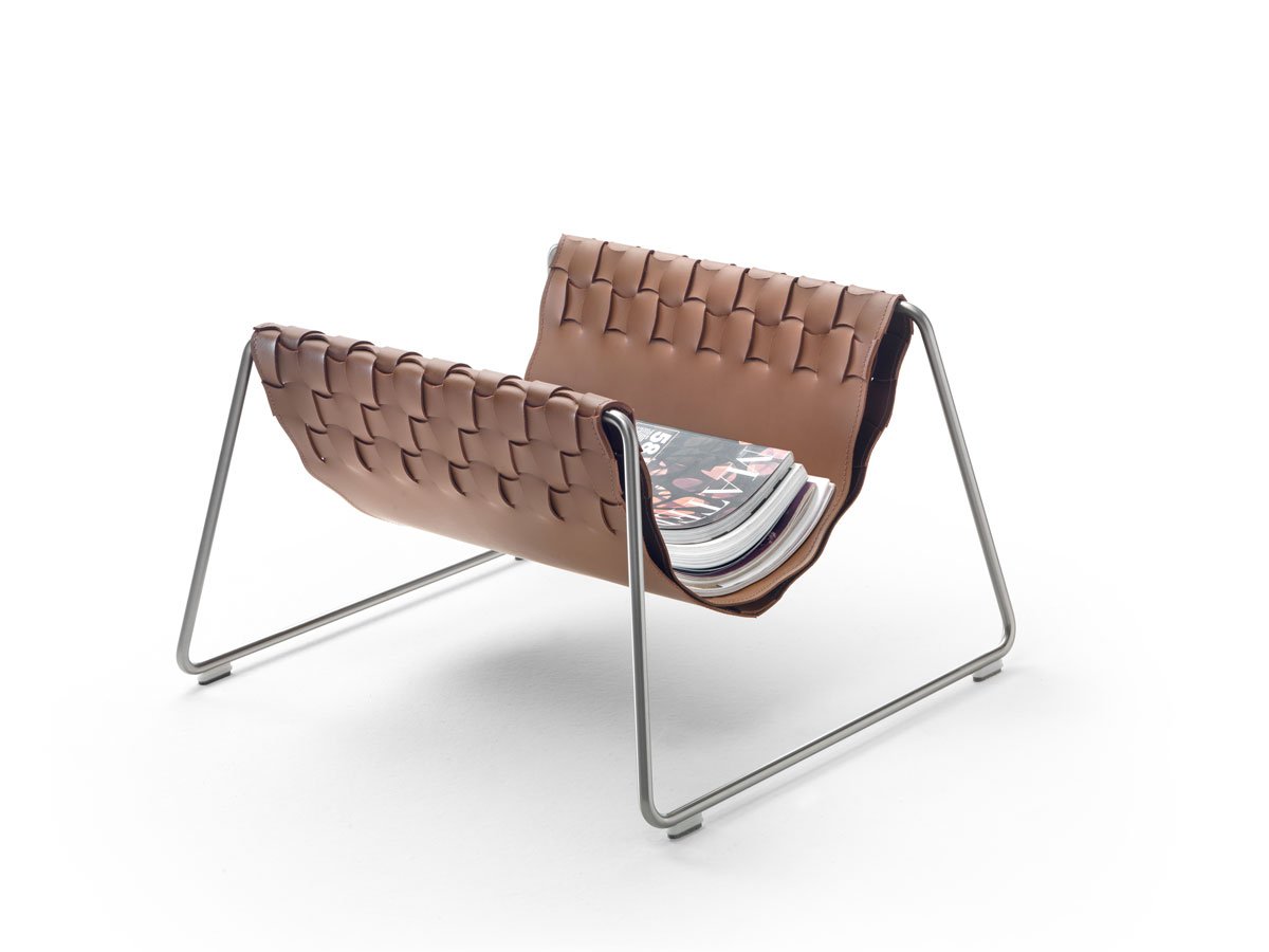 Flexform Mate Portariviste – Metallo Satinato/Cuoio Tabacco 5015 | Il mio negozio