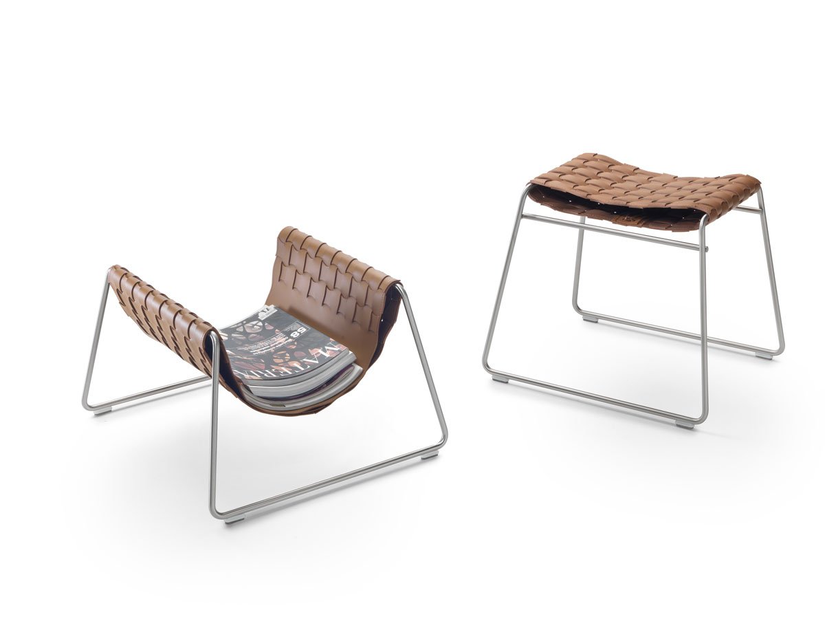 Flexform Mate Portariviste – Metallo Satinato/Cuoio Tabacco 5015 | Il mio negozio