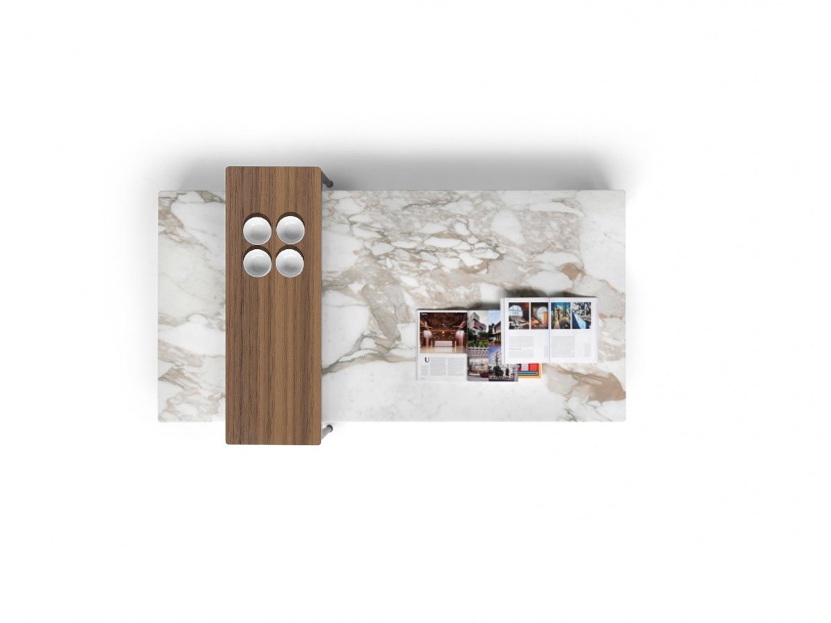 Flexform Pico Tavolino – Noce Canaletto / Metallo Satinato | Il mio negozio