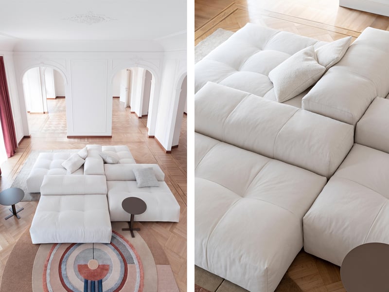 Saba Pixel Composizione Divano - cat. Lusso - Creta col. 2A