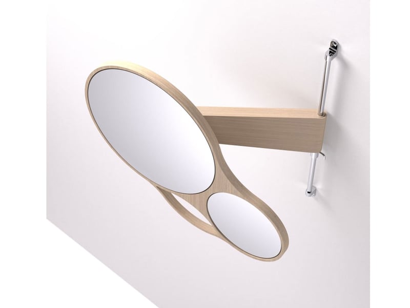 Agape Spin Specchio da Parete - Rovere Naturale