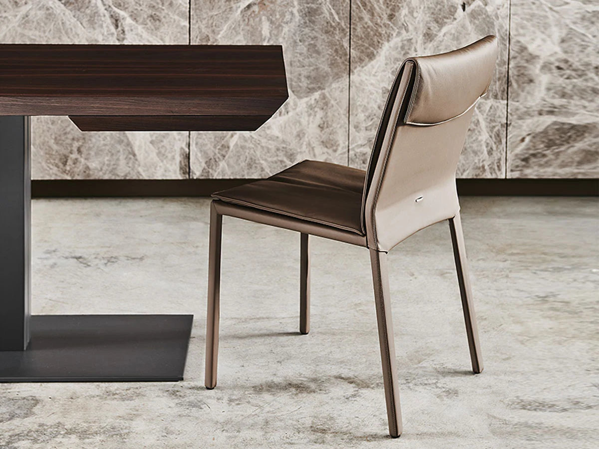 Cattelan Italia Isabel Sedia Senza Braccioli - Schienale Basso / Pelle Tortora 950 | Il mio negozio