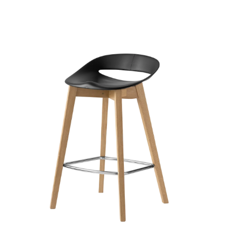 Abitarearreda Sgabello Cosmopolitan fisso con struttura in legno e seduta in polipropilene Connubia | Il mio negozio