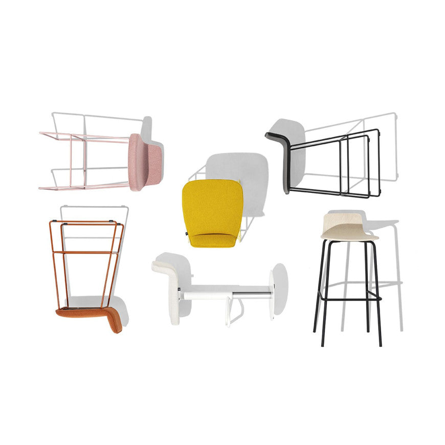 Abitarearreda Sgabello Riley in metallo con base gas e seduta in tessuto Connubia | Il mio negozio