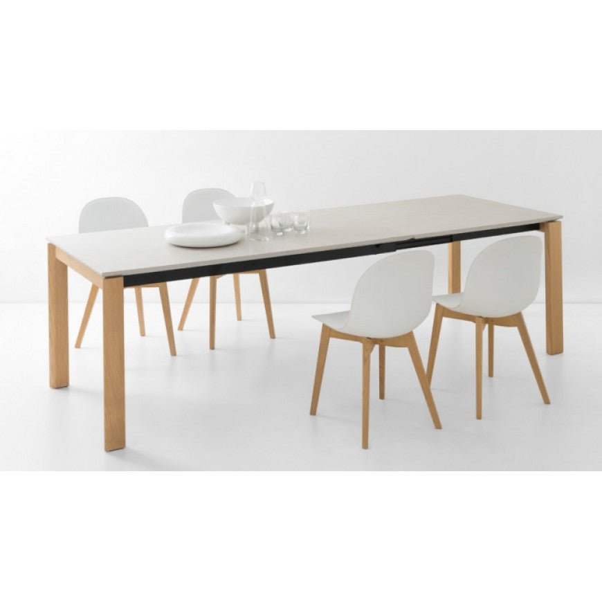 Abitarearreda Tavolo Eminence Fast allungabile rettangolare con piede in legno verniciato Connubia | Il mio negozio