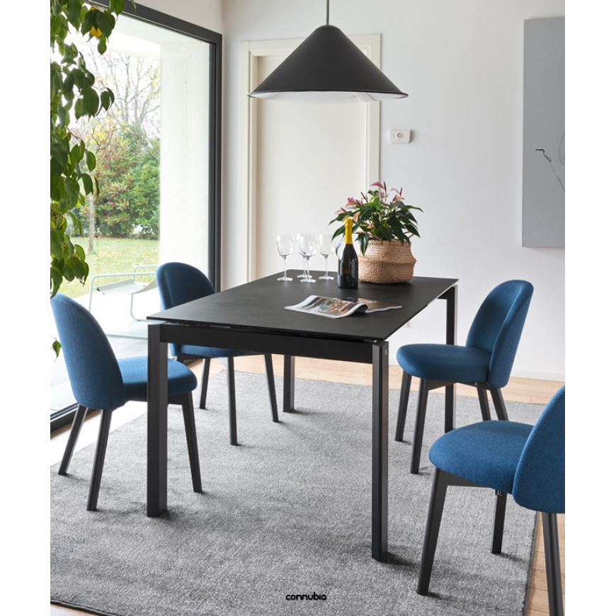 Abitarearreda Tavolo Eminence Fast allungabile rettangolare con piede in legno verniciato Connubia | Il mio negozio