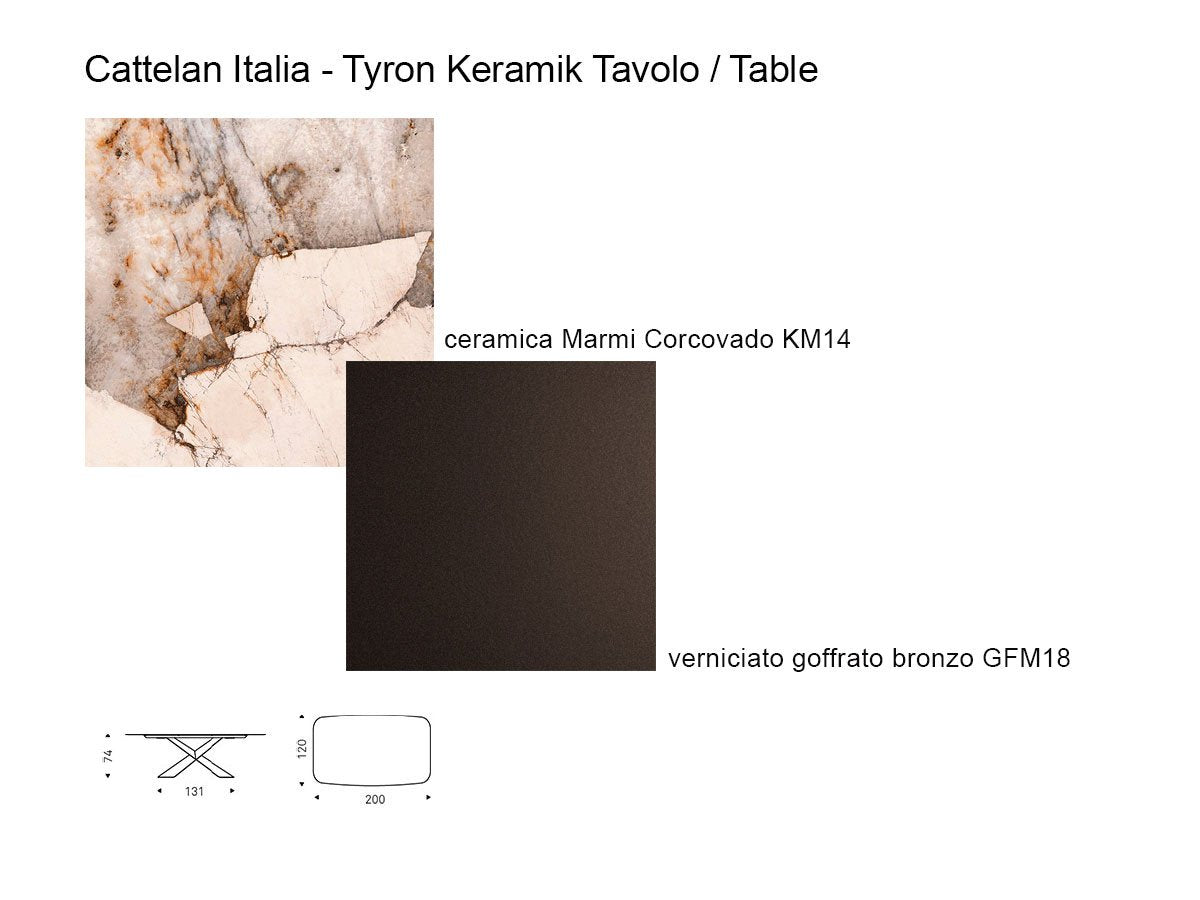 Cattelan Italia Tyron Keramik Tavolo - 200x120 sag. Corcovado / GFM18 Bronzo | Il mio negozio
