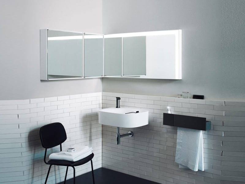 Agape 4x4 Specchio Quadrato Bianco con Contenitore