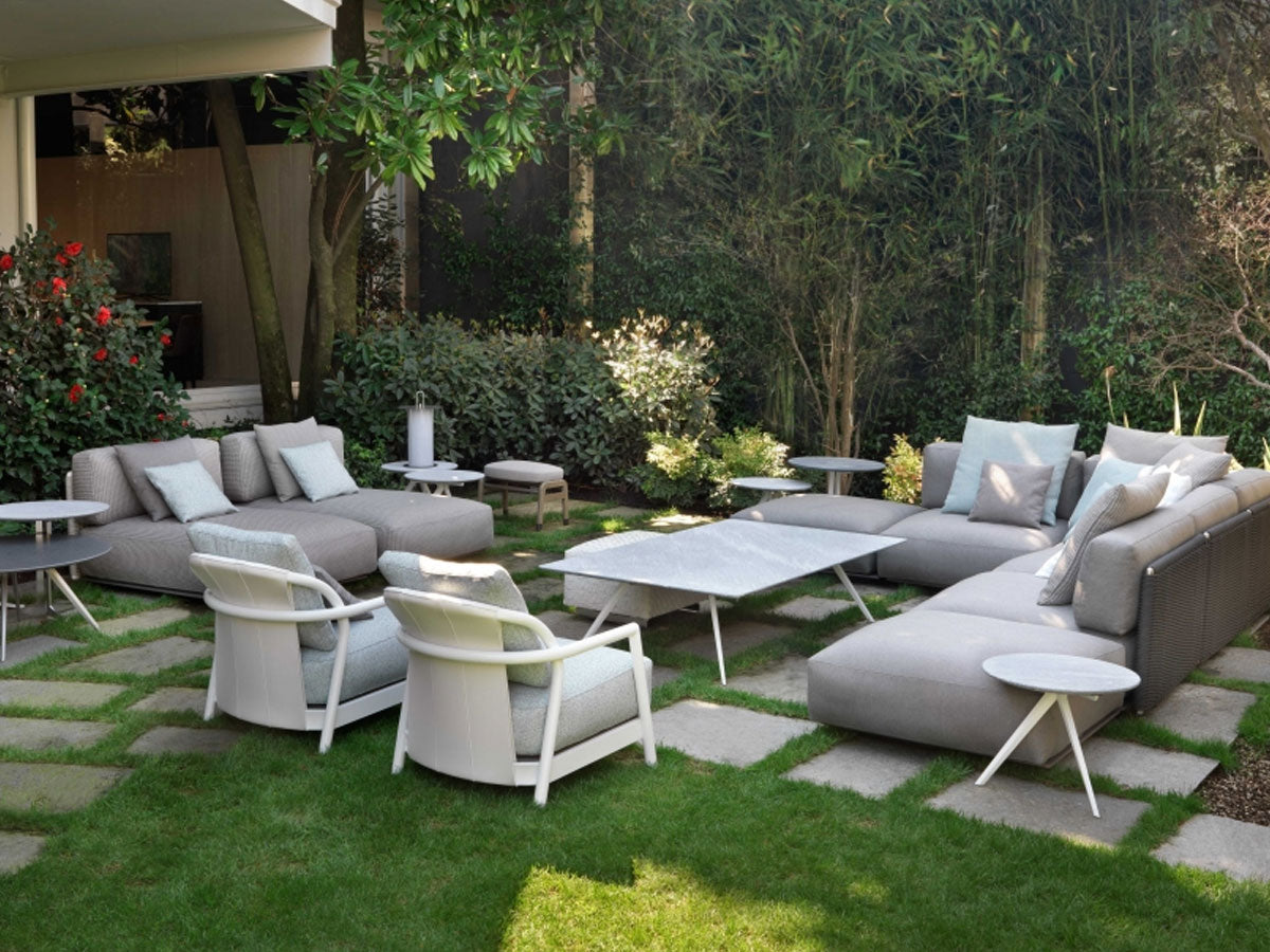 Flexform Zefiro Outdoor Tavolino - 130x80 Beola Argentata/Bianco | Il mio negozio