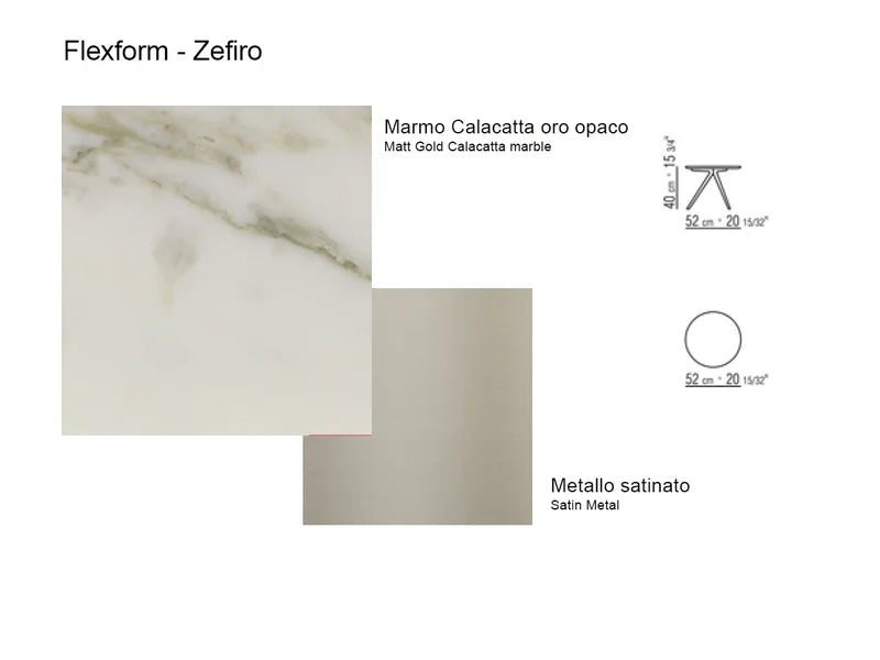 Flexform Zefiro Tavolino - Calacatta Oro Opaco / Base Satinata | Il mio negozio